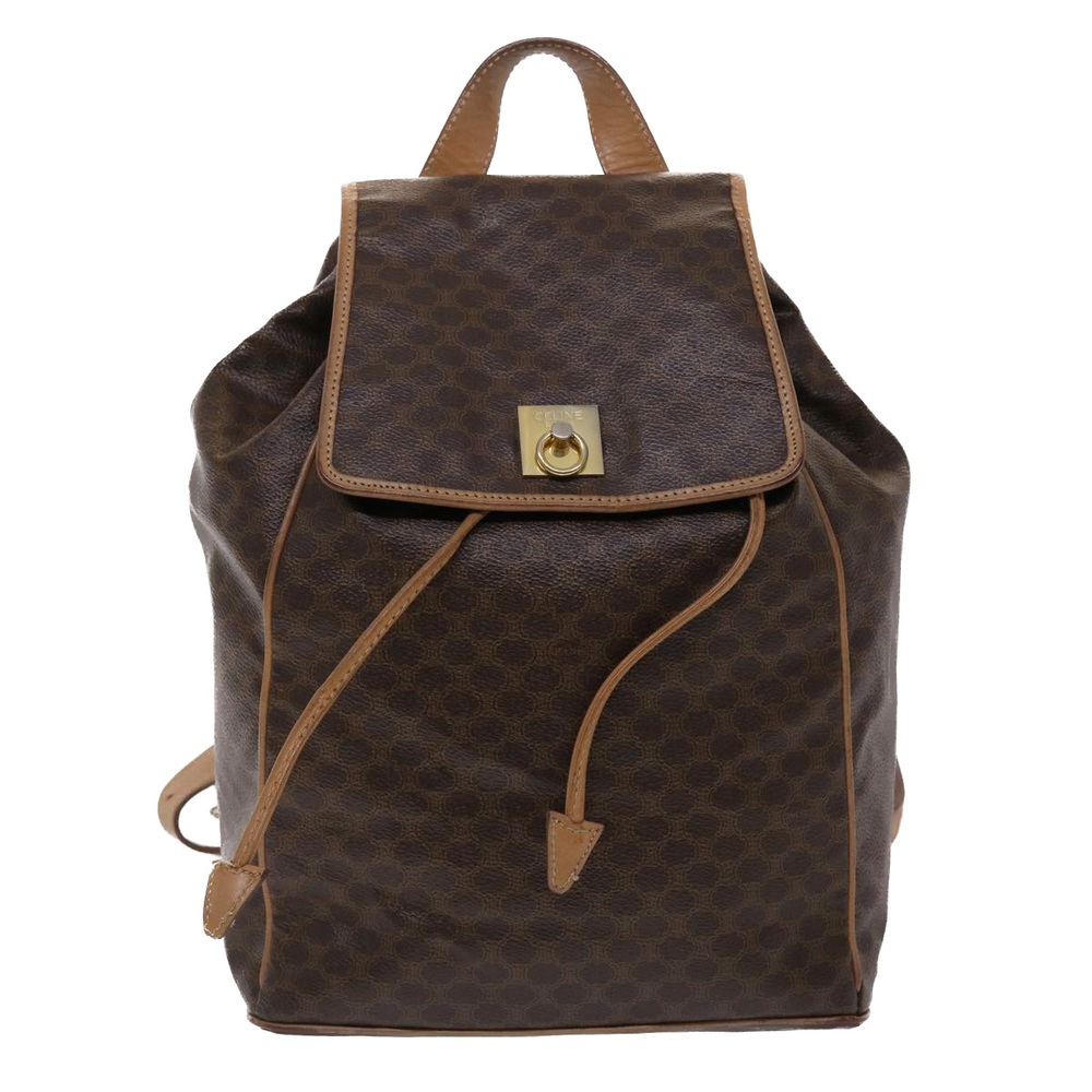 CELINE Macadam Canvas Backpack PVC Leather Brown Auth bs6391 - Picture 13 of 16